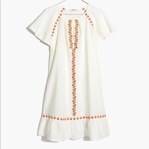 Madewell Raglan Embroidered Ruffle Mini Dress